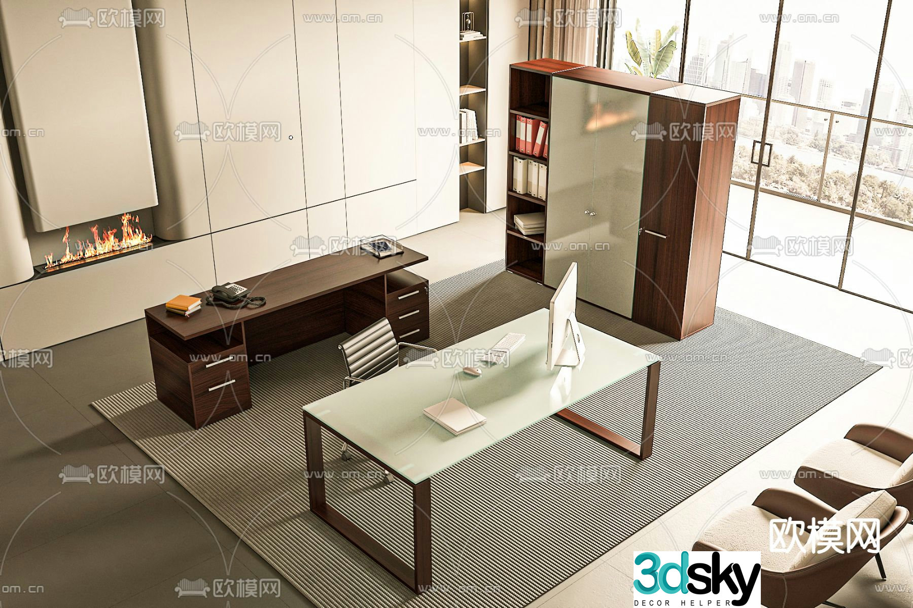 Desk desk desk boss desk 3d model