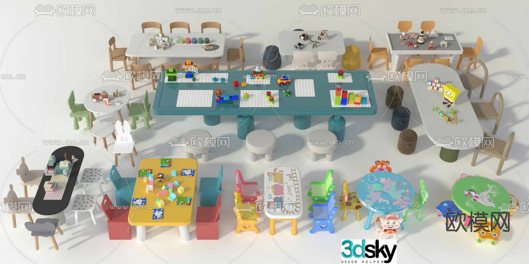 Children’s table and chair 3d model