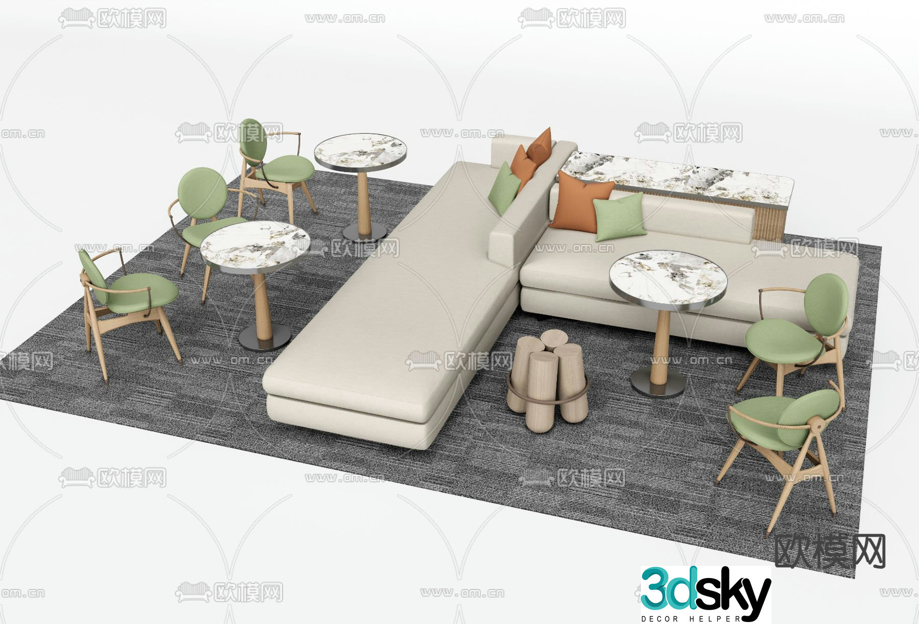 Reception sofa leisure sofa 3d model