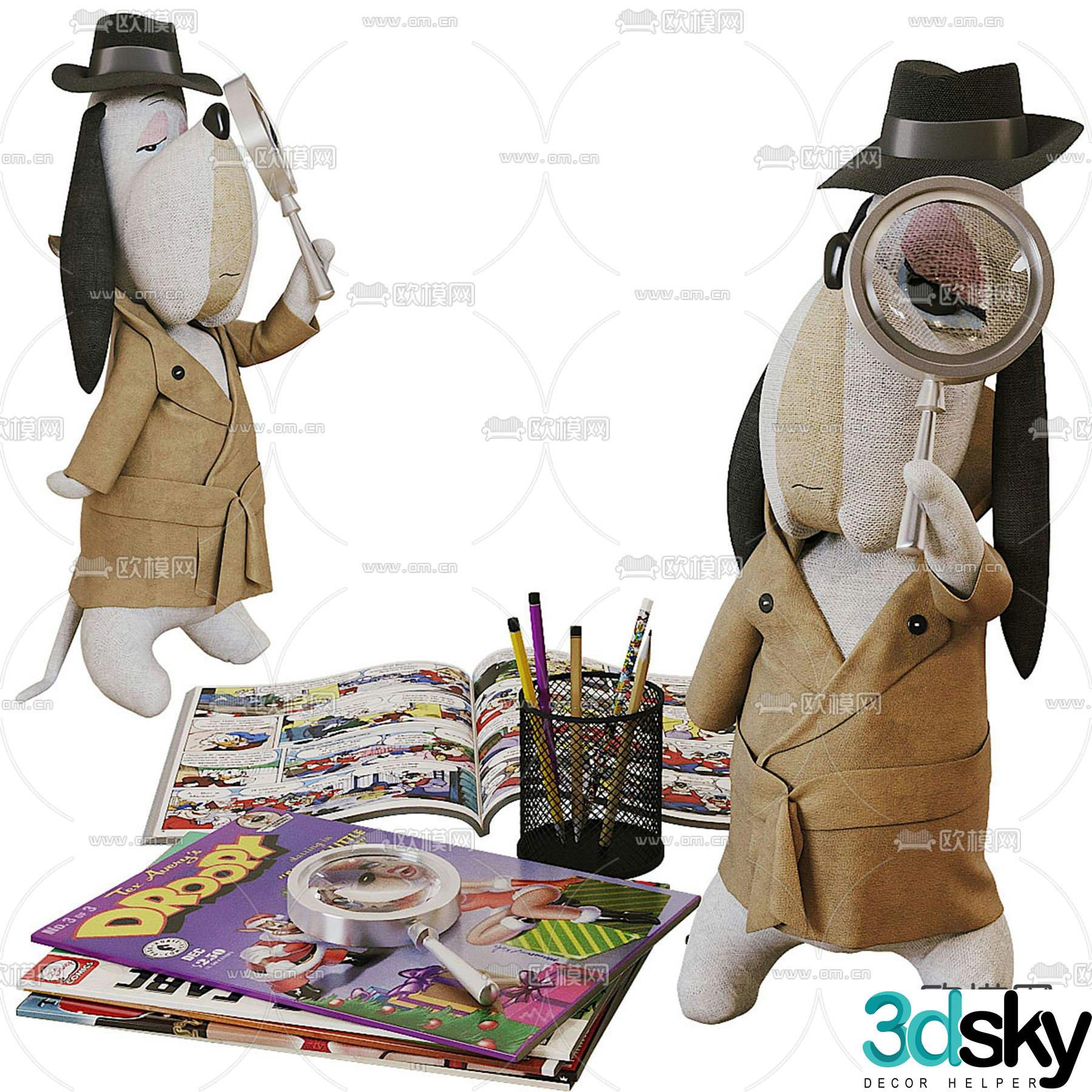 Children’s ornaments picture books magnifying glasses toys 3D model