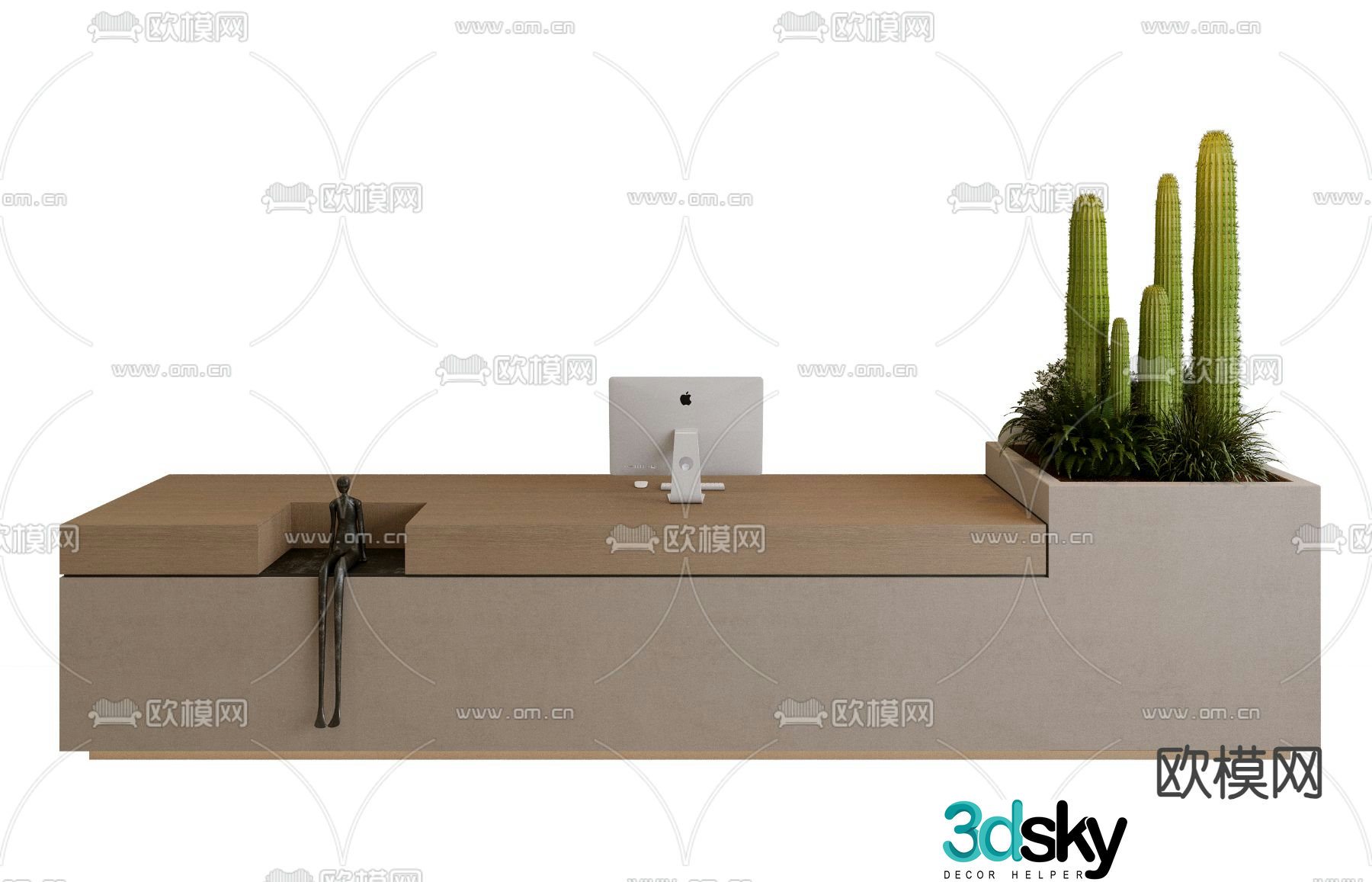 Front desk reception desk service desk 3d model