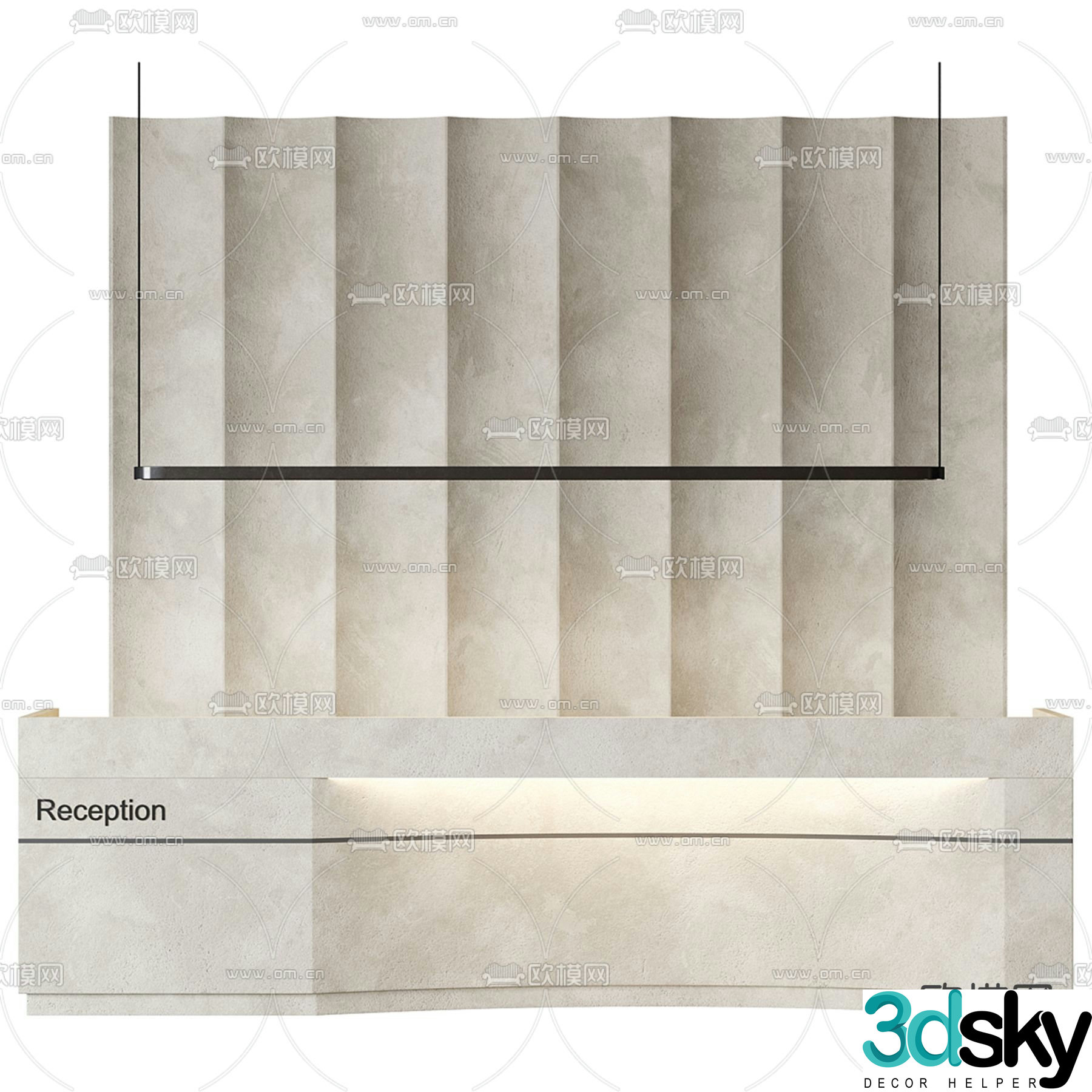Office front desk reception desk service desk background wall 3d model
