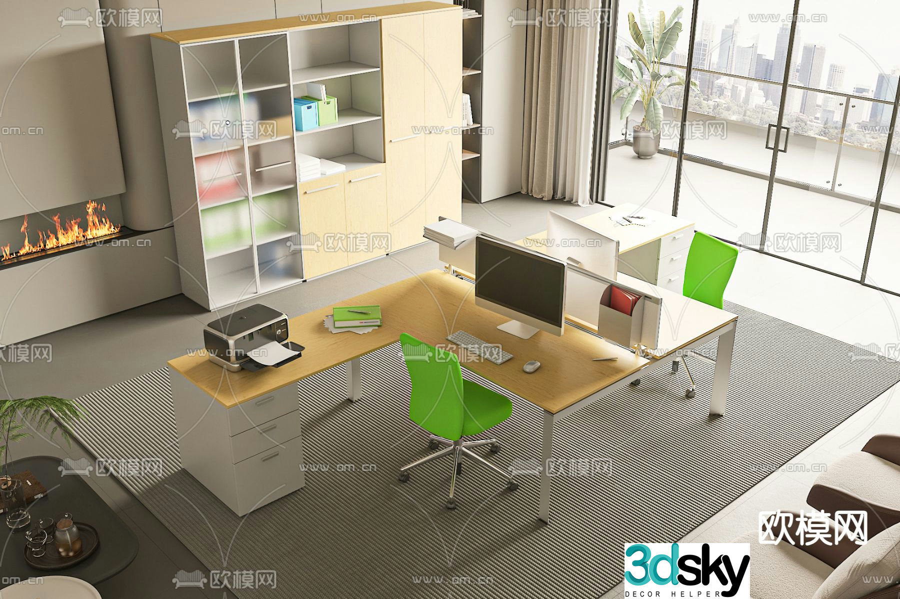Desk post work station card position 3D model