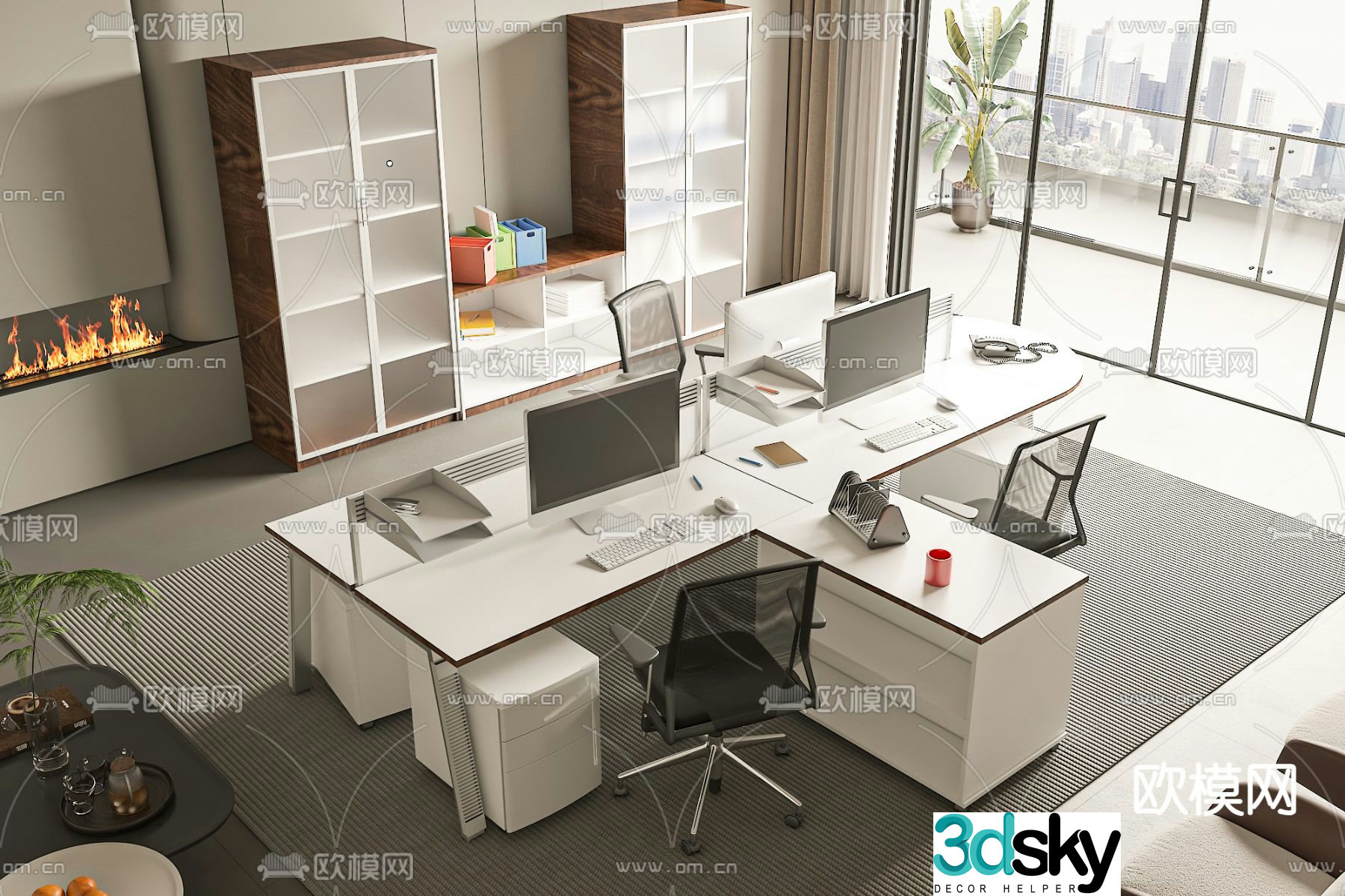 Desk post work station card position 3D model