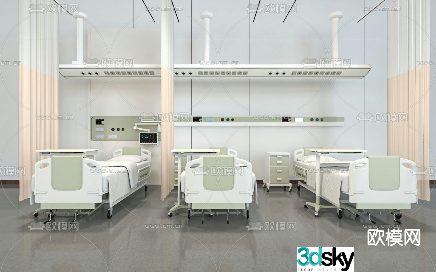 Modern hospital bed 3d model