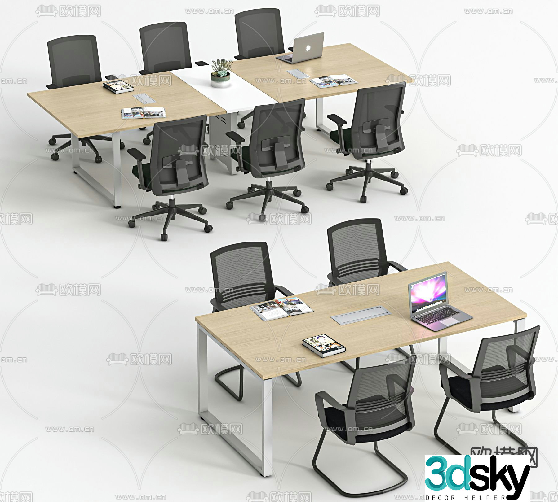 Modern conference table negotiation table training table 3D model