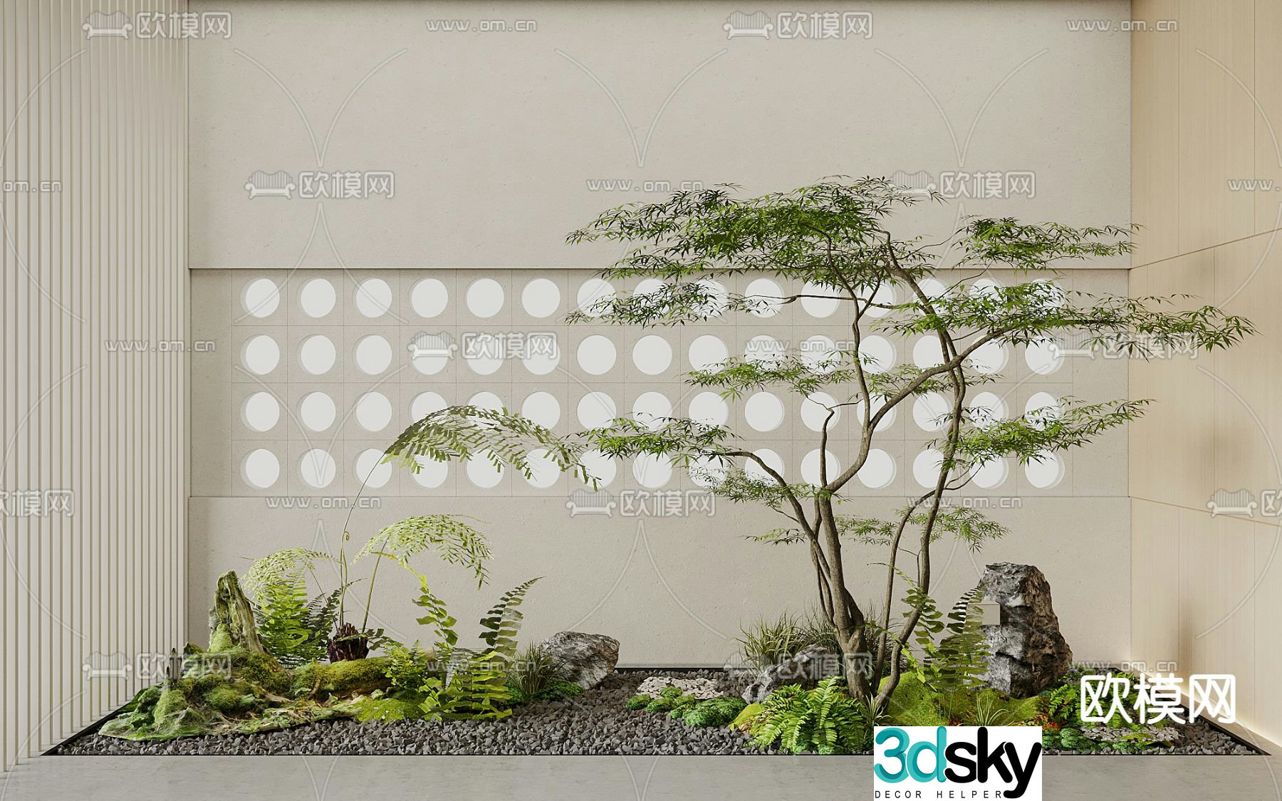 Landscape sketch plant landscaping moss landscape stone 3D model