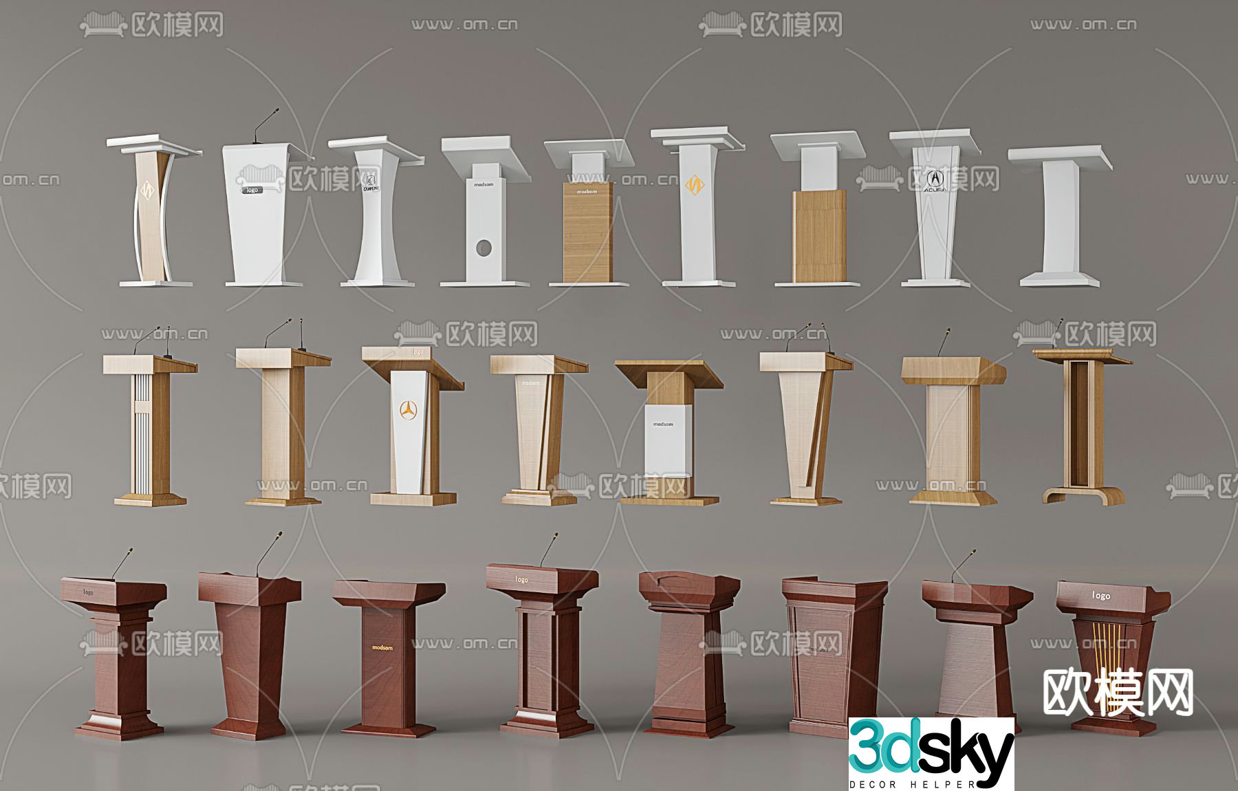 Lecture podium host podium award podium 3D model