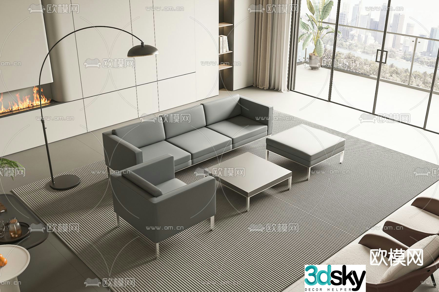 Office sofa leather sofa 3d model