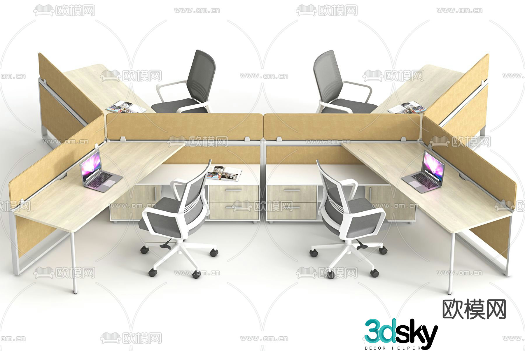 Desk staff desk staff seat card seat 3D model