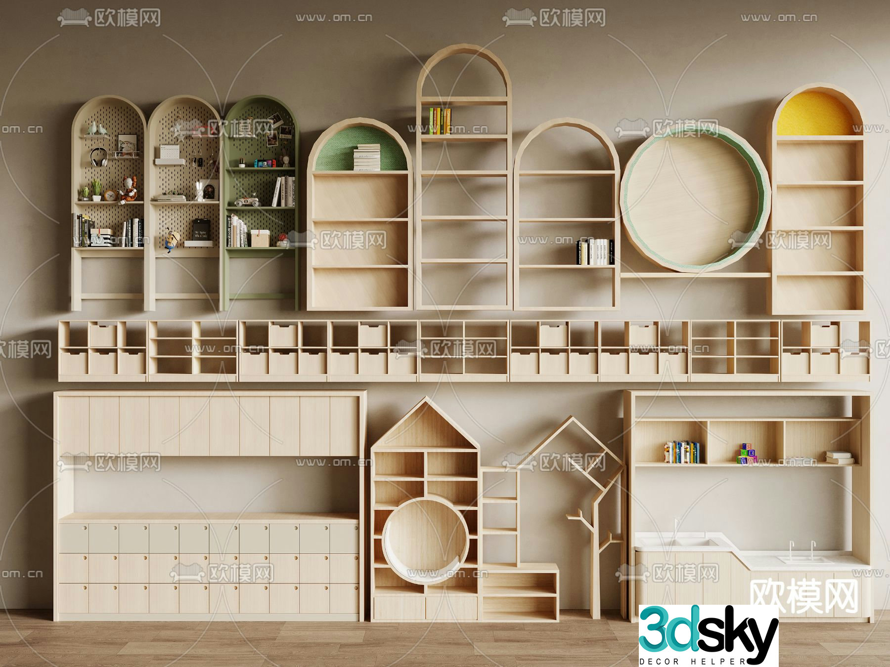 Children’s bookcase toy cabinet storage cabinet 3d model