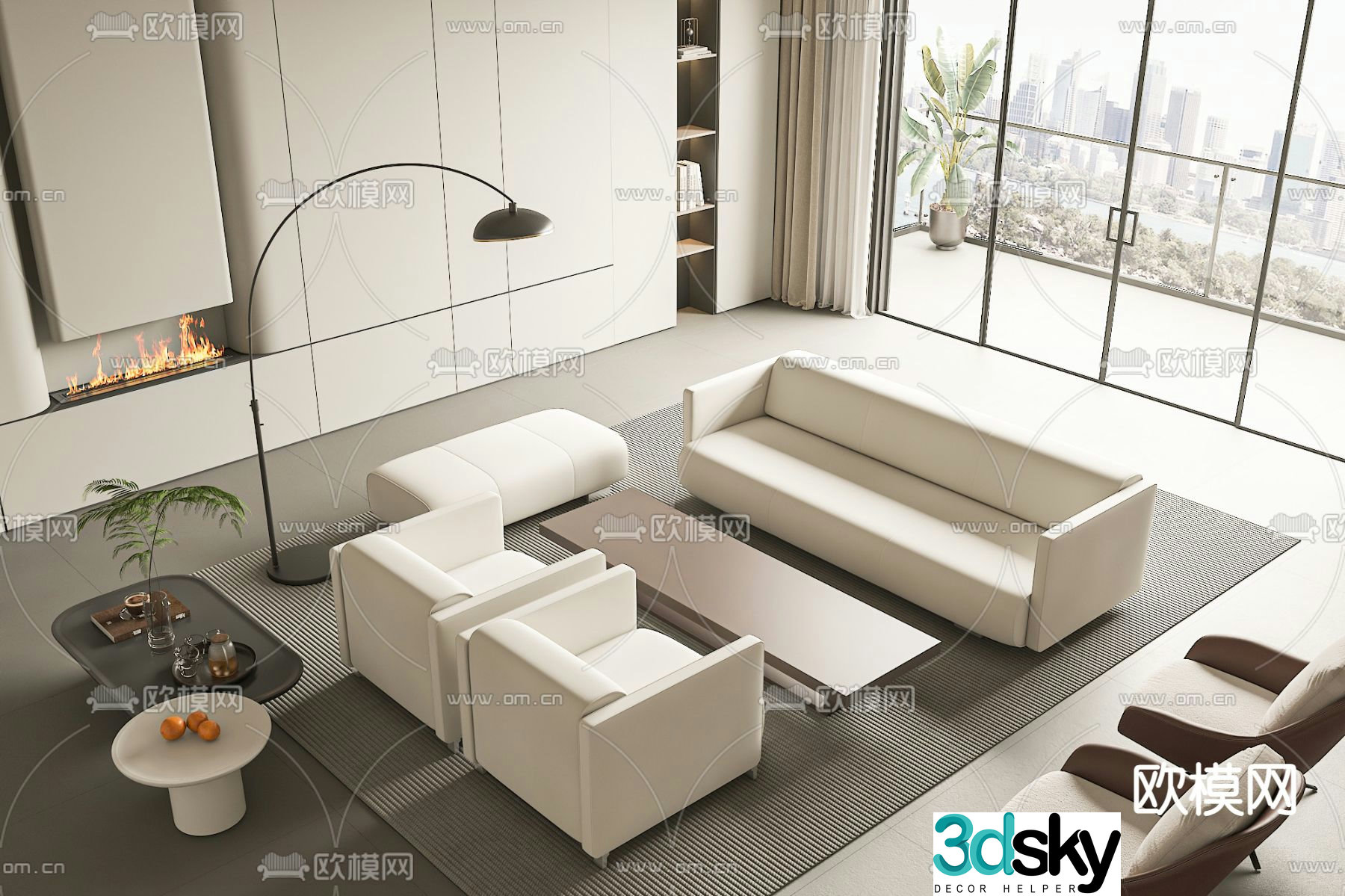 Sectional sofa office sofa 3d model