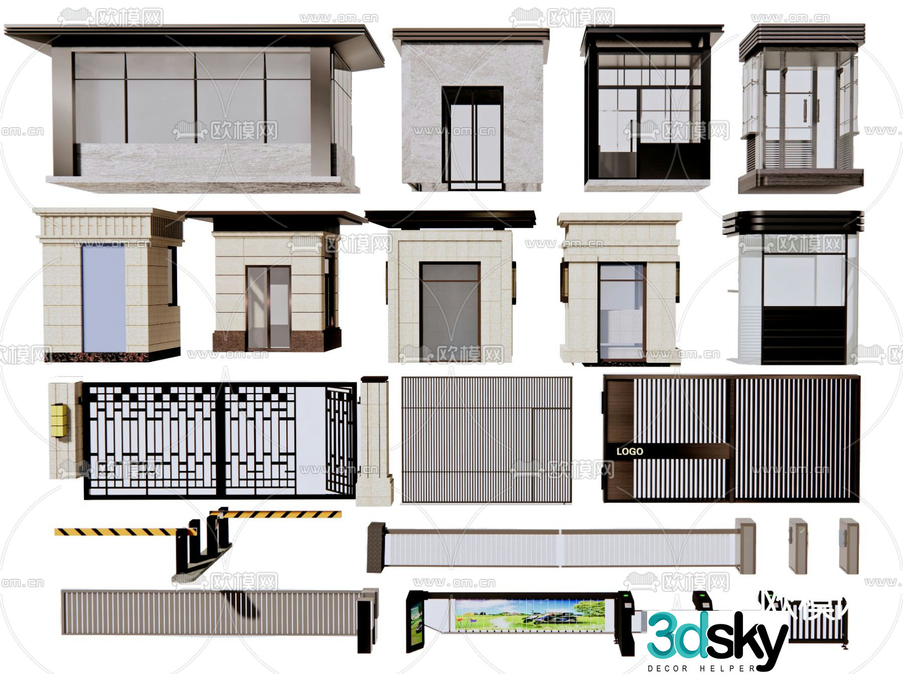 Security booth, guard box, gate post, entrance gate 3D model