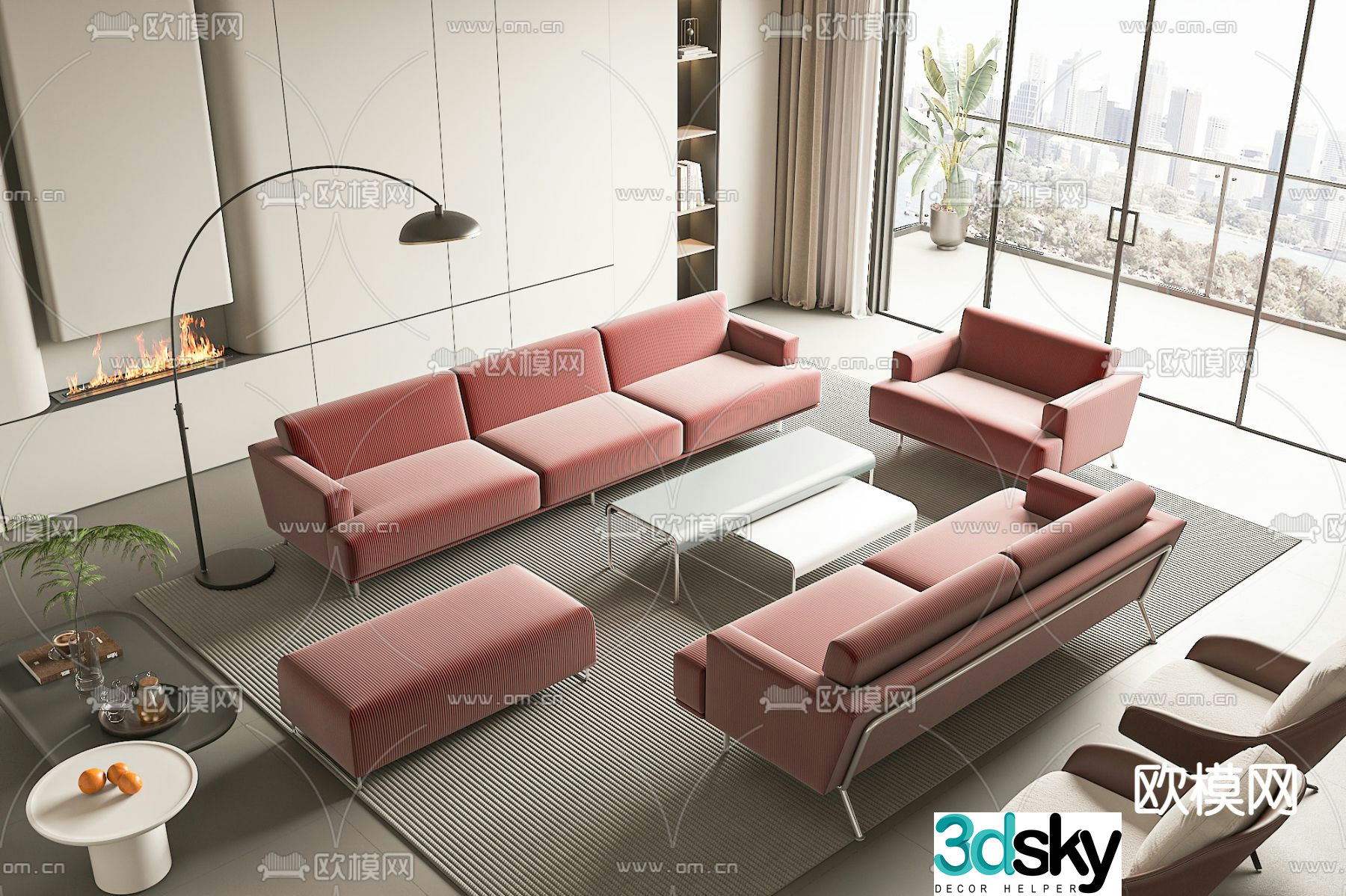Modern modular sofa office sofa 3d model