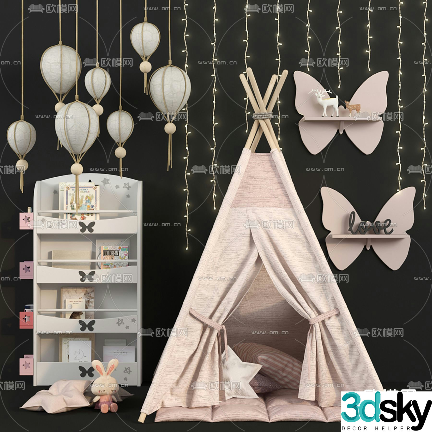 Children’s products tent bookcase doll wall decoration 3d model