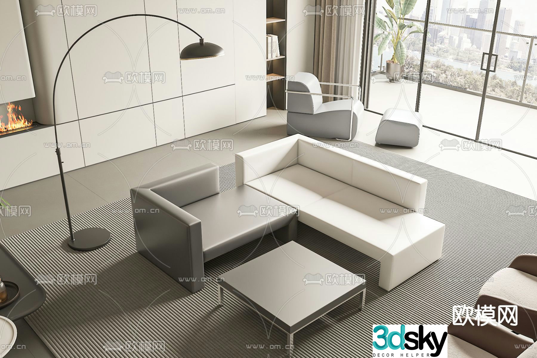 Office sofa leather sofa 3d model