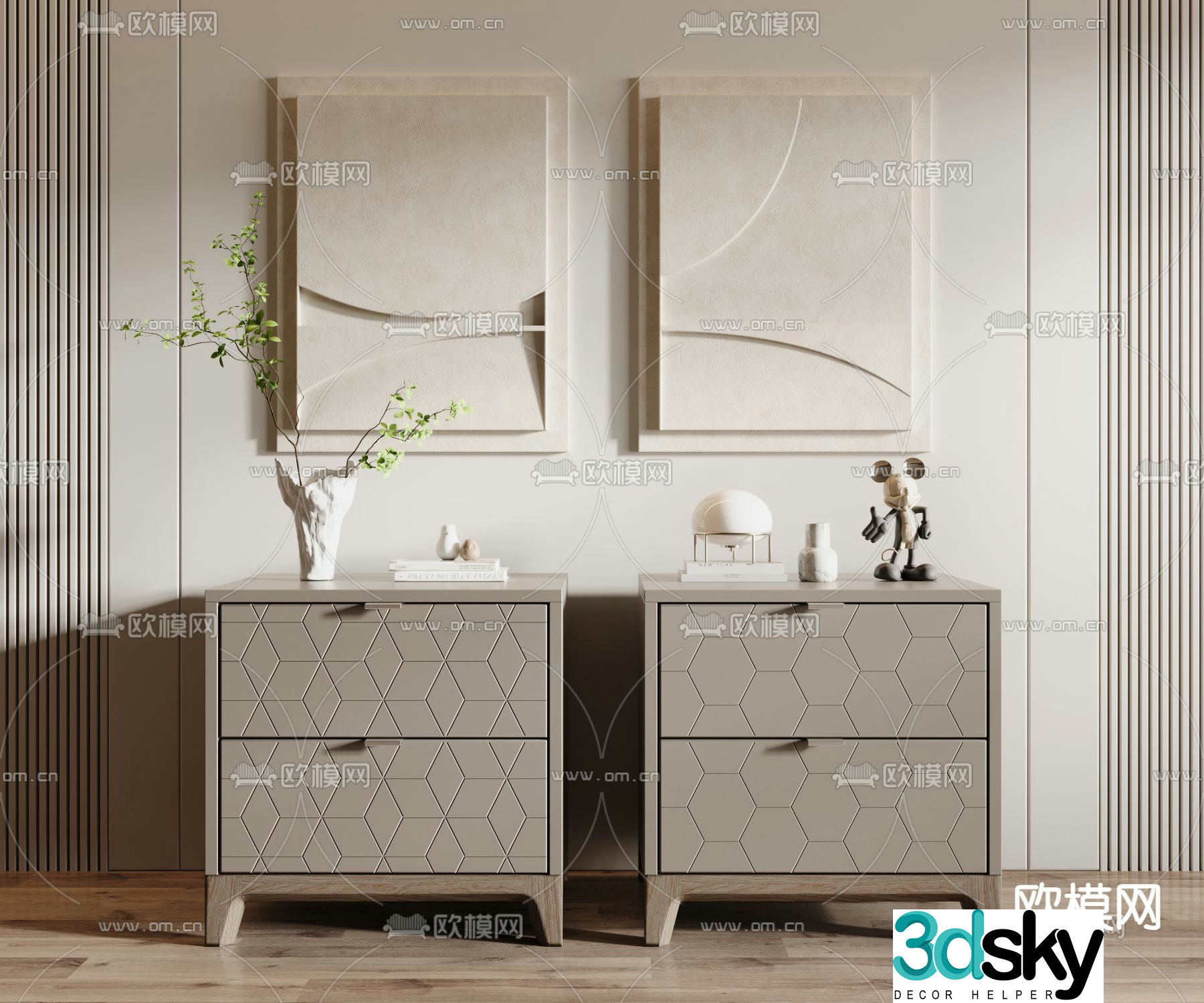 Nordic bedside table 3d model