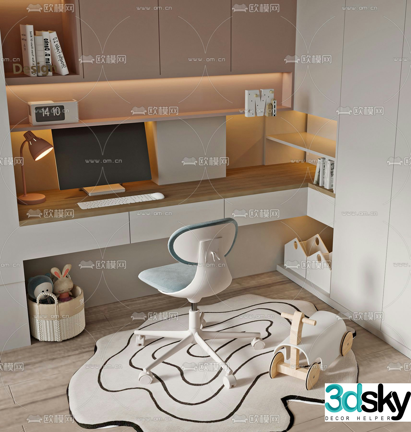 Children’s desk study table 3d model