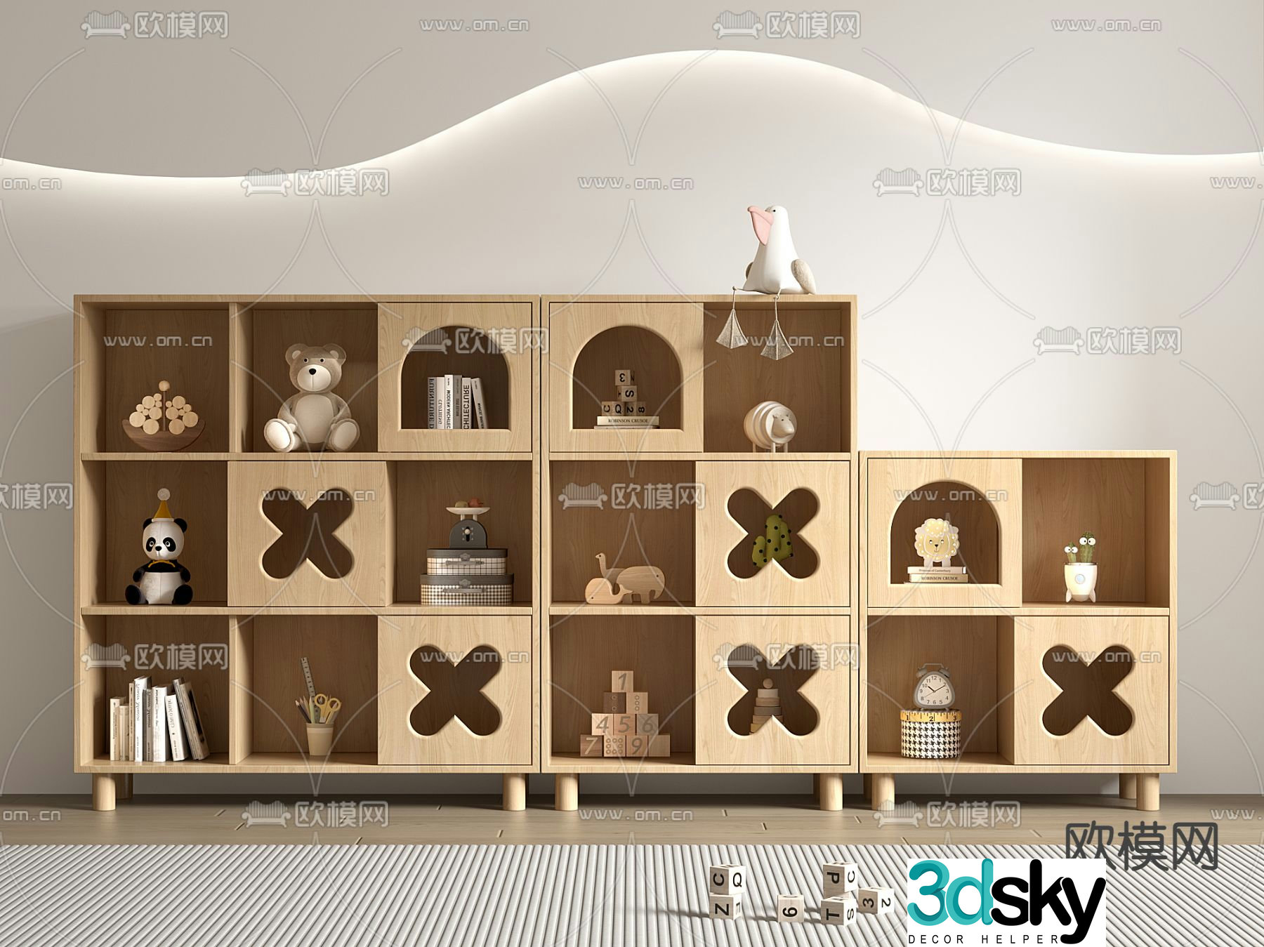 Children’s bookcase toy cabinet 3d model