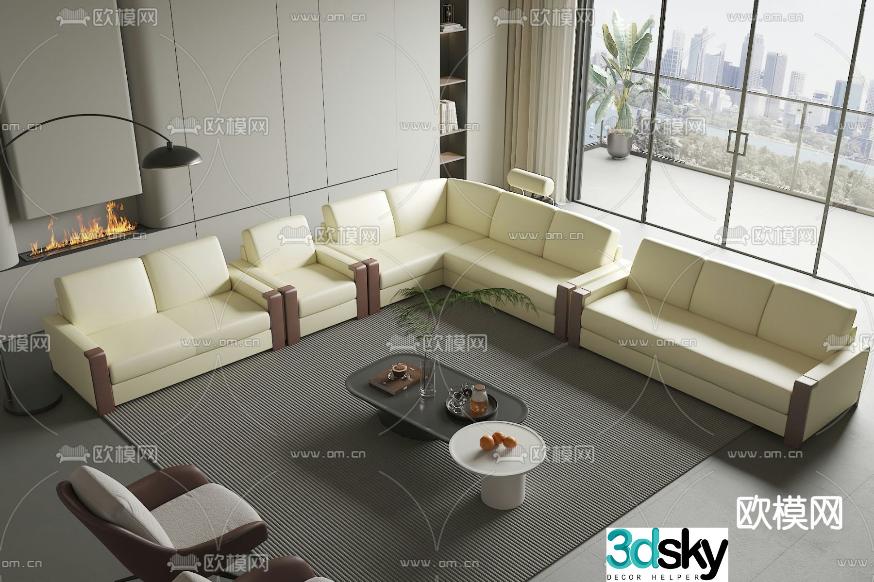 Corner sofa office sofa 3d model
