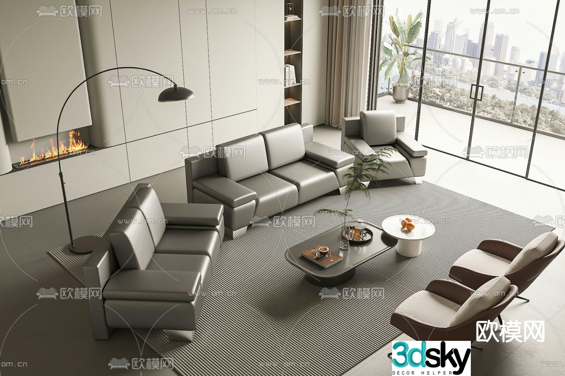 Sectional sofa office sofa 3d model