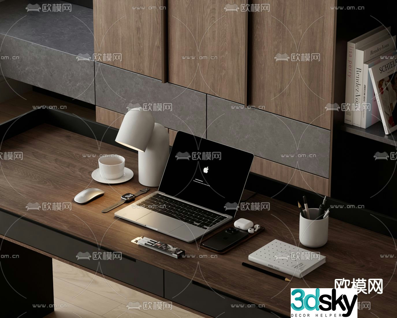 Office accessories computer pen holder 3d model