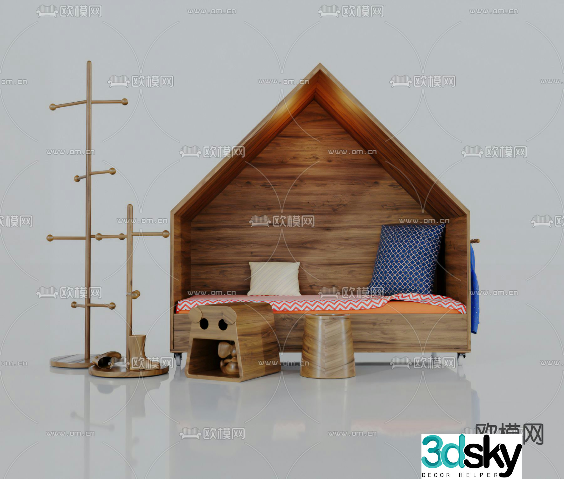Nordic children’s bed hanger 3d model