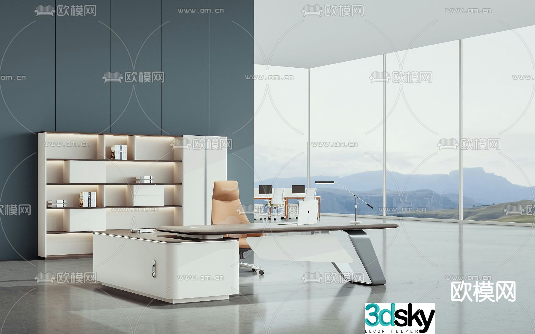 executive desk boss desk desk 3d model
