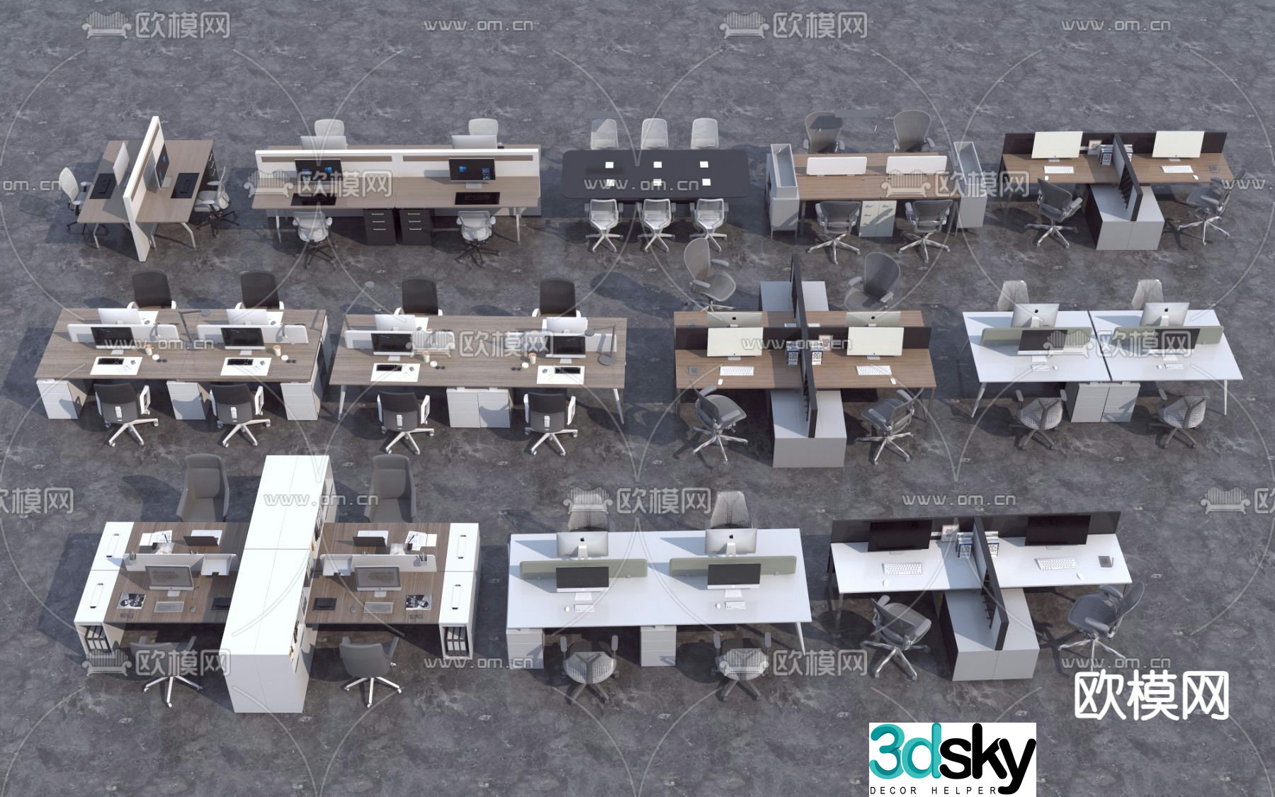 desk post workstation 3d model