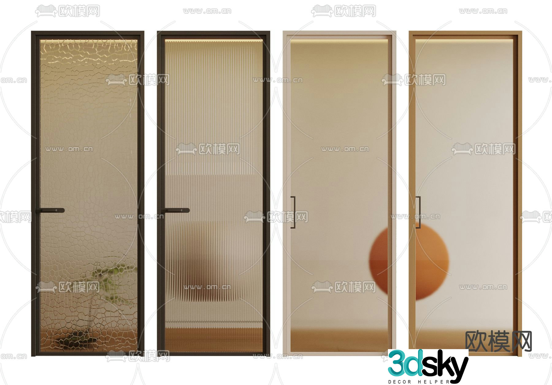 Single-open door Changhong glass door Bathroom door Sliding door 3D model