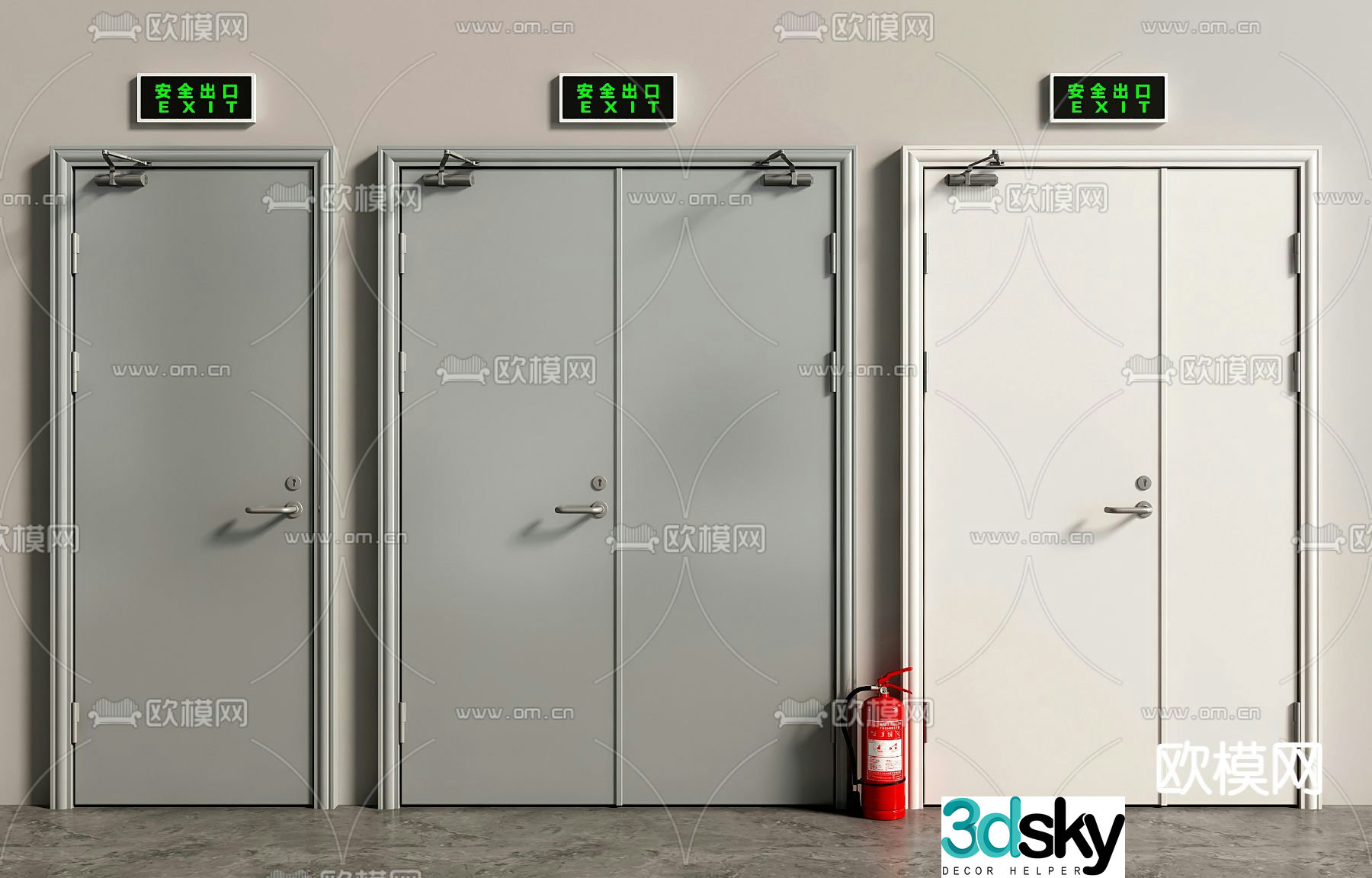 Fire door fire door stair door aisle door safety exit 3d model