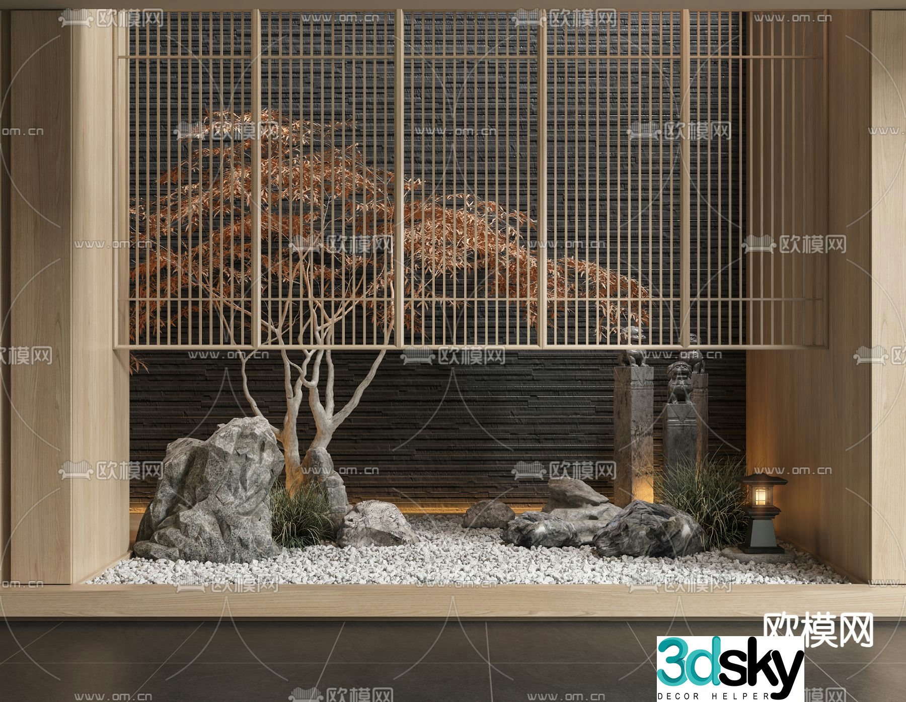 Chinese garden sketch micro terrain 3D model