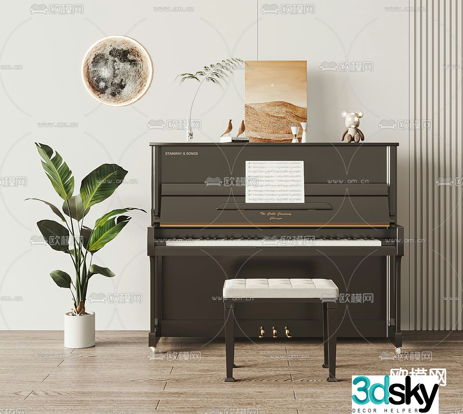 modern piano 3d model