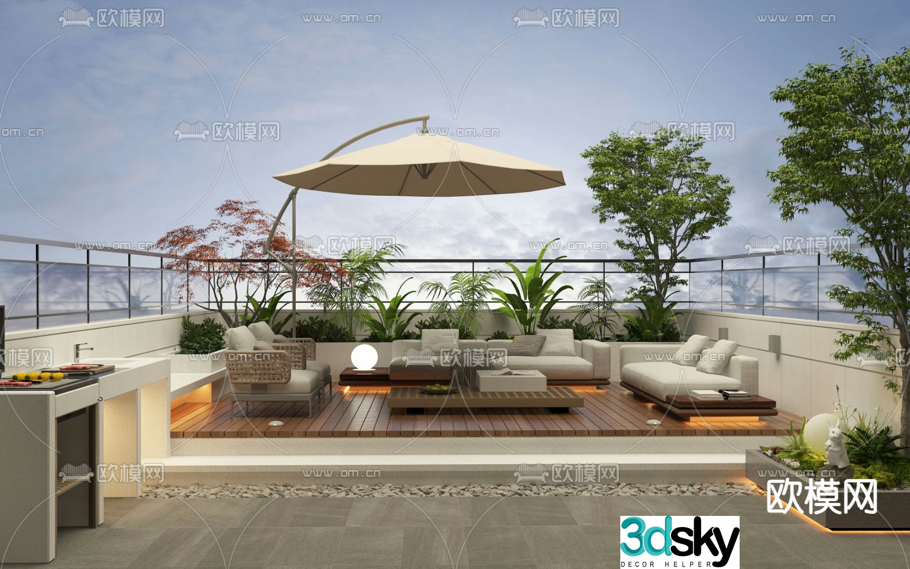 Roof Garden Terrace Balcony 3d model