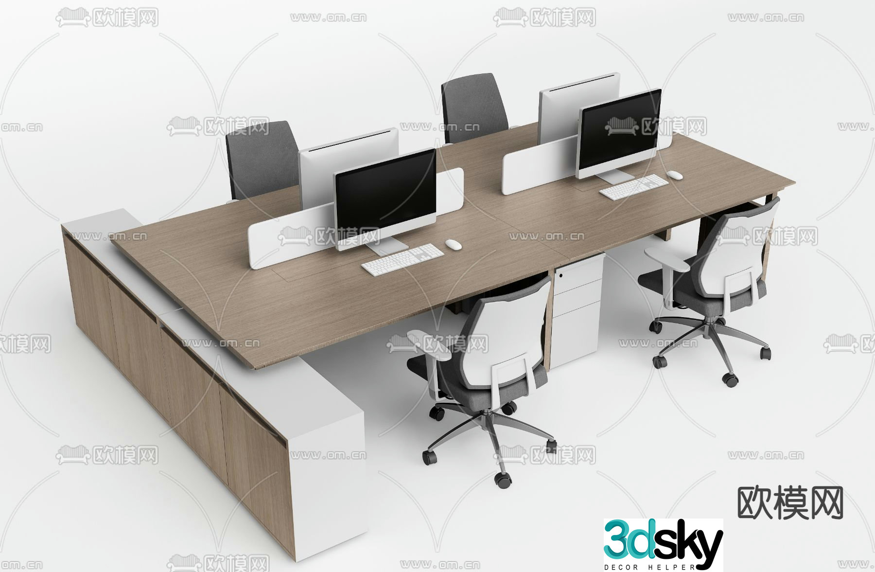 modern desk post workstation 3d model
