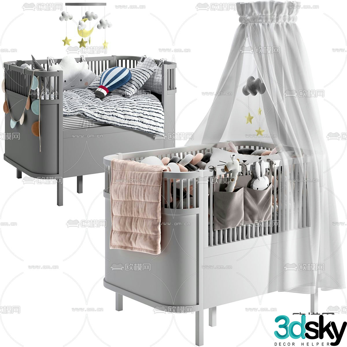 crib baby bed baby crib cradle 3d model