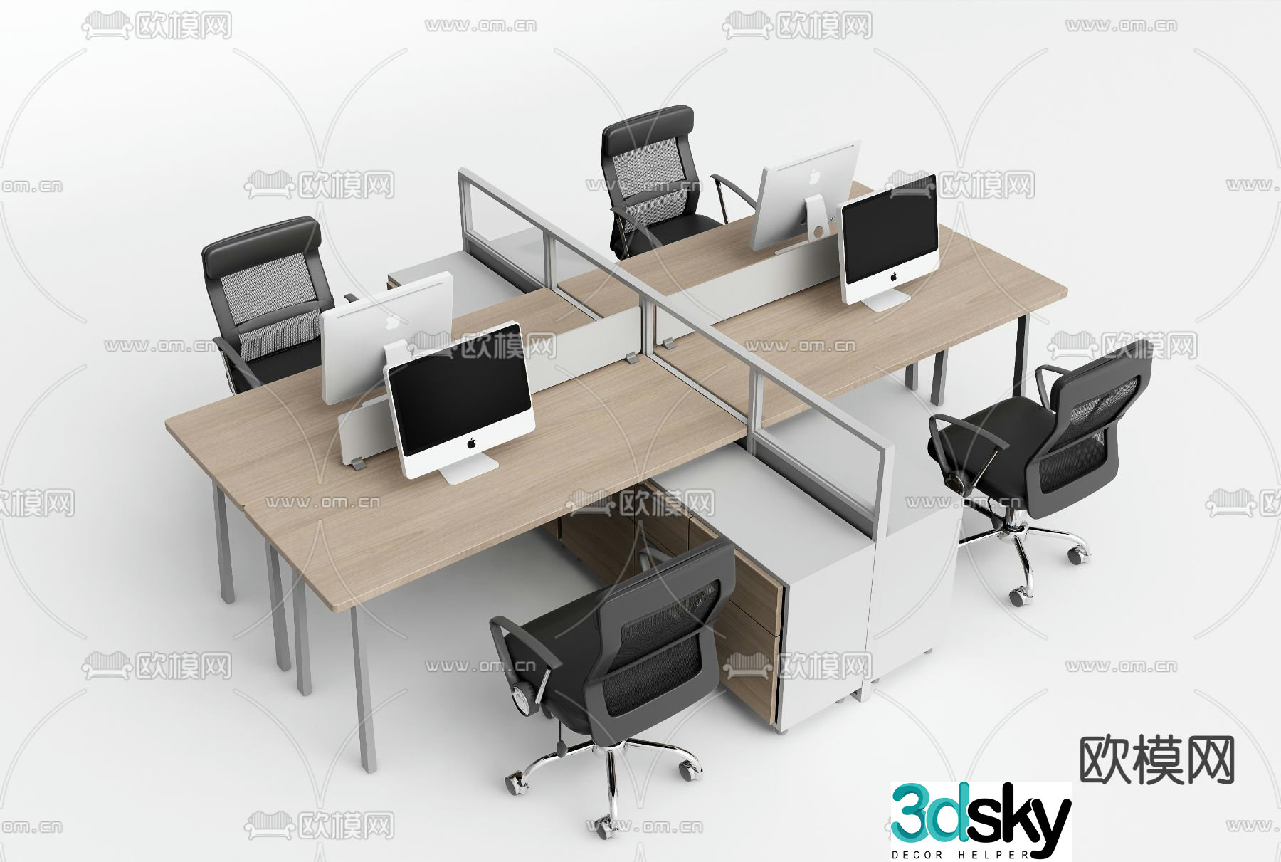 desk post workstation 3d model