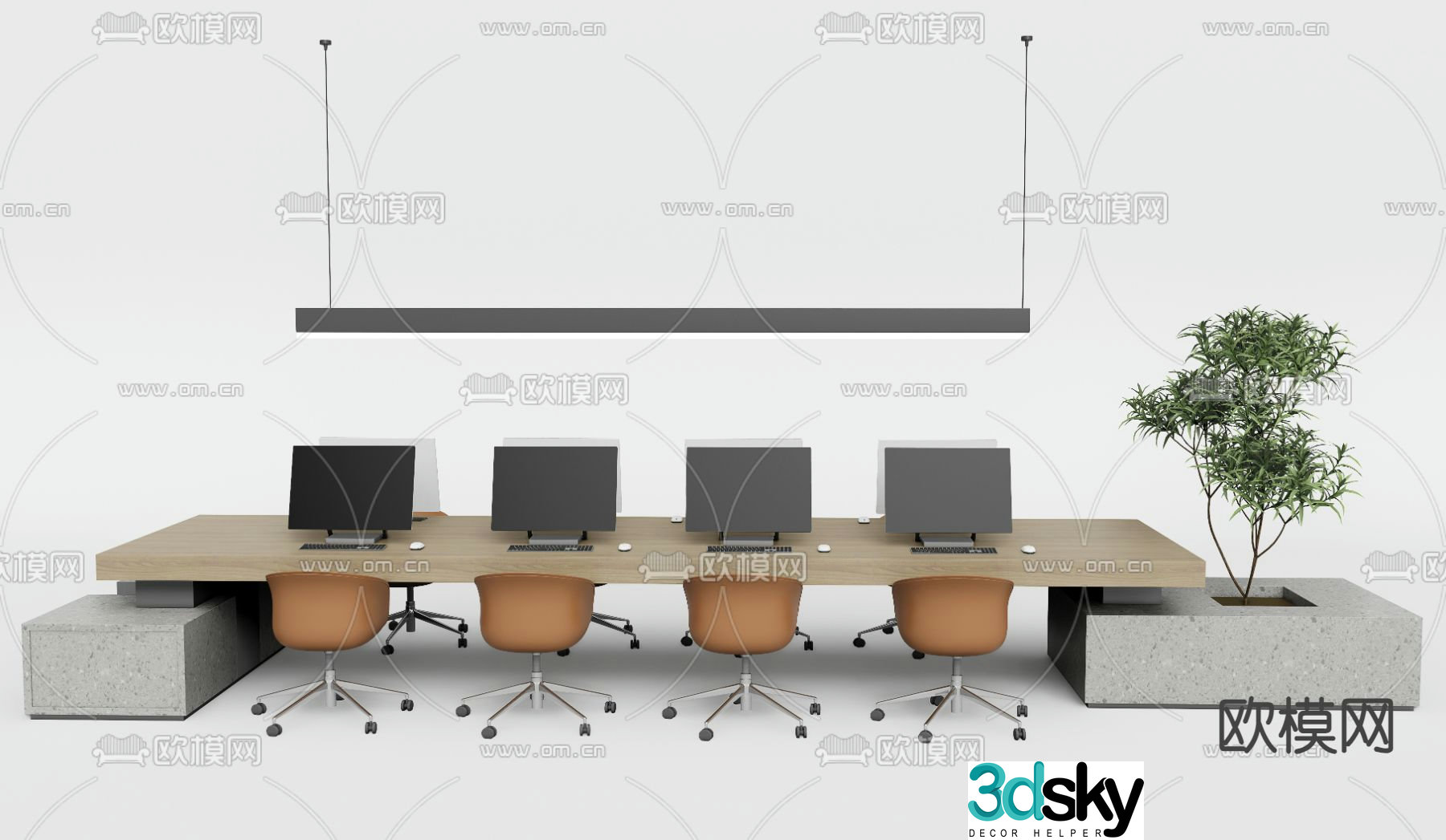 desk post workstation 3d model