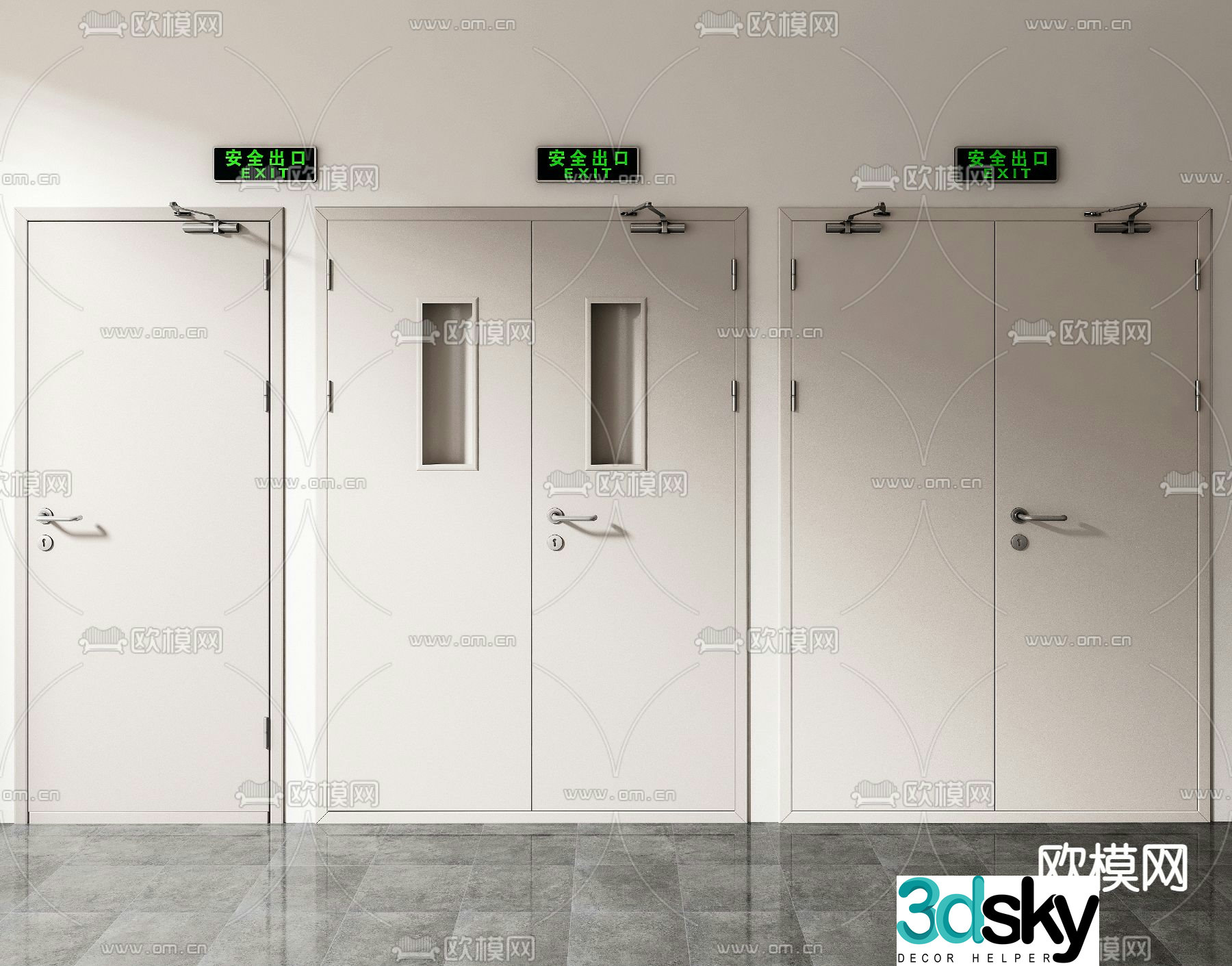 fire door fire door fire hydrant emergency lighting 3d model
