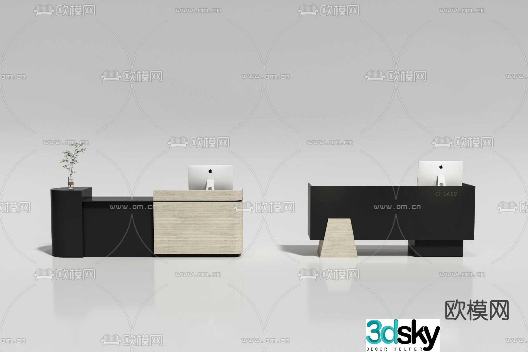 Modern front desk reception desk cashier desk information desk 3d model
