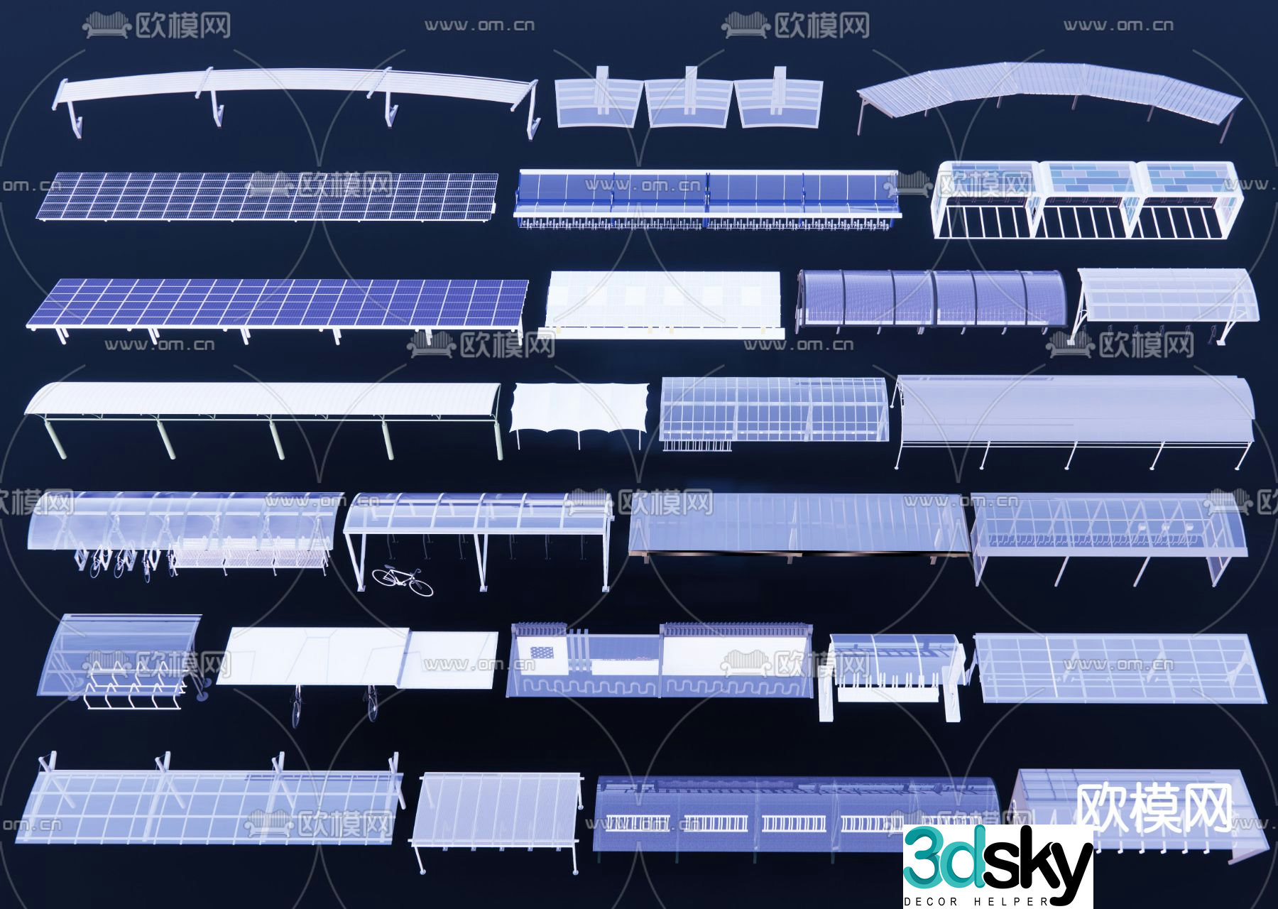 Bicycle shed electric shed 3d model