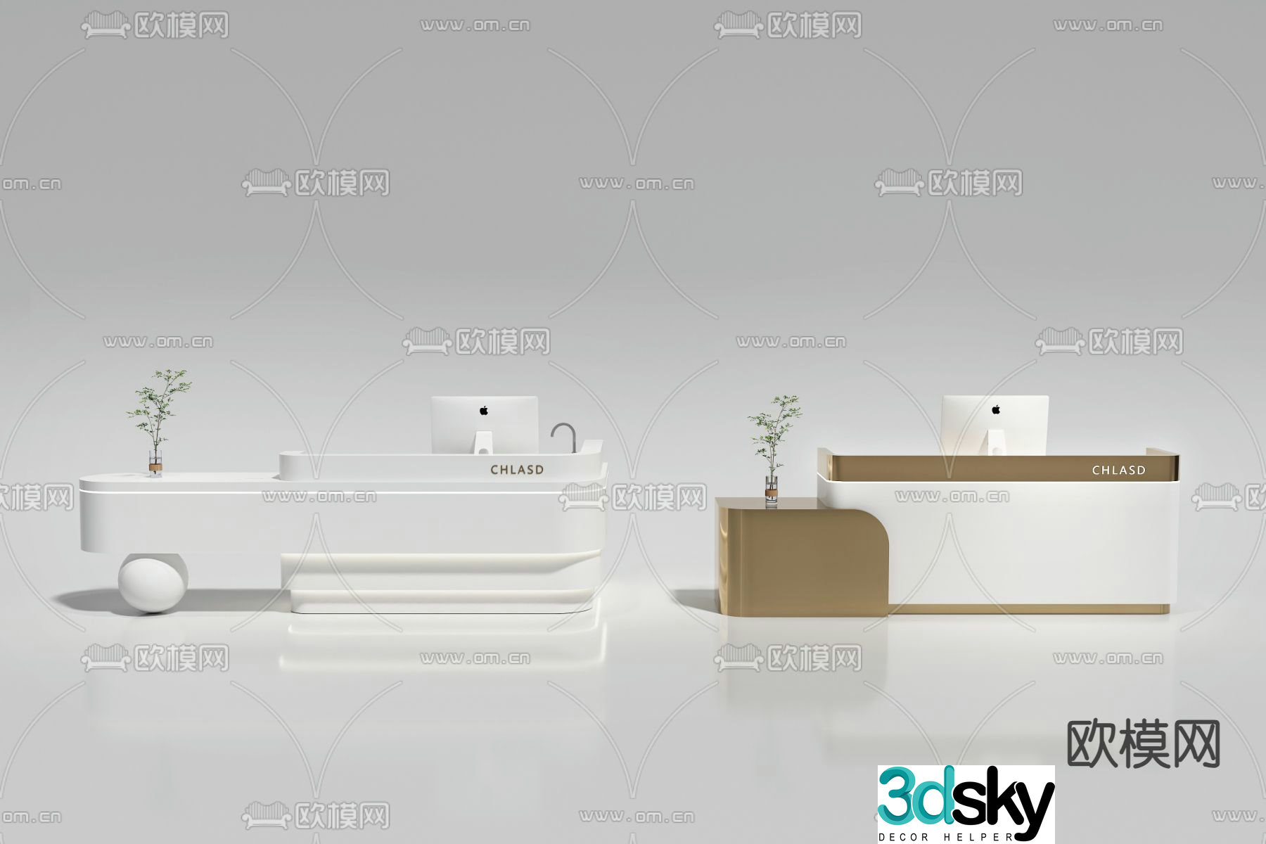 Modern front desk reception desk cashier desk information desk 3d model