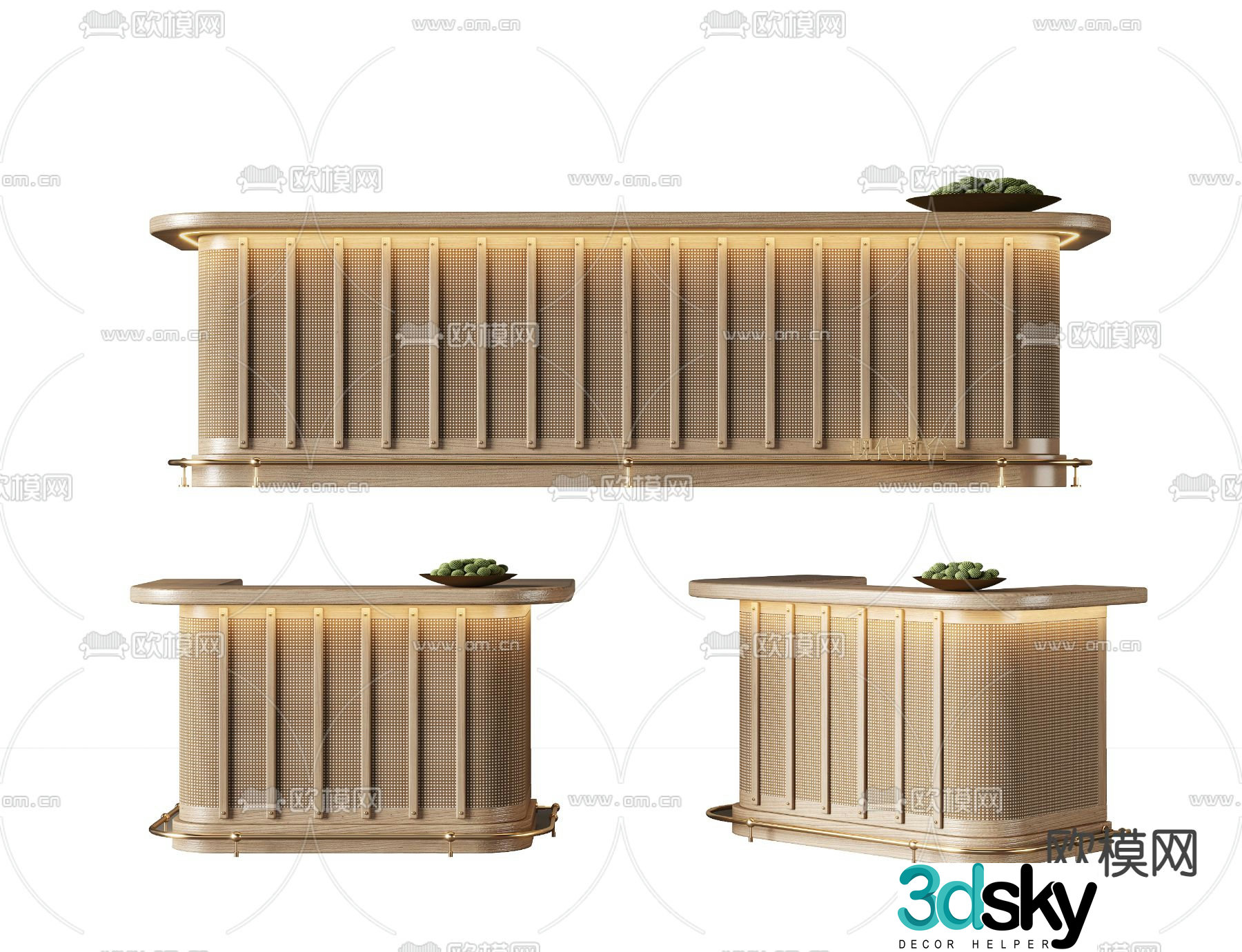Wabi Sabi front desk reception desk information desk service desk mini bar 3D model