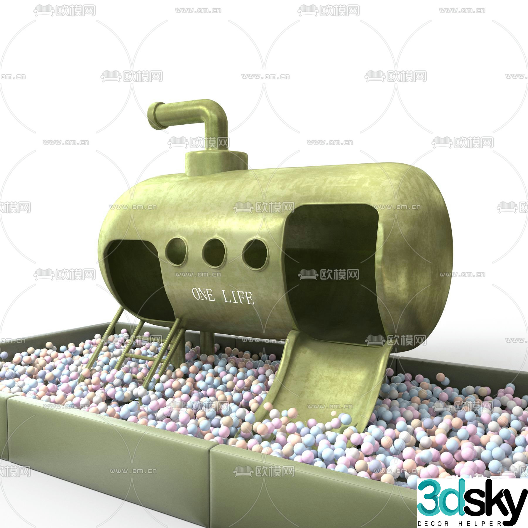 Amusement equipment submarine slide bubble pool 3d model