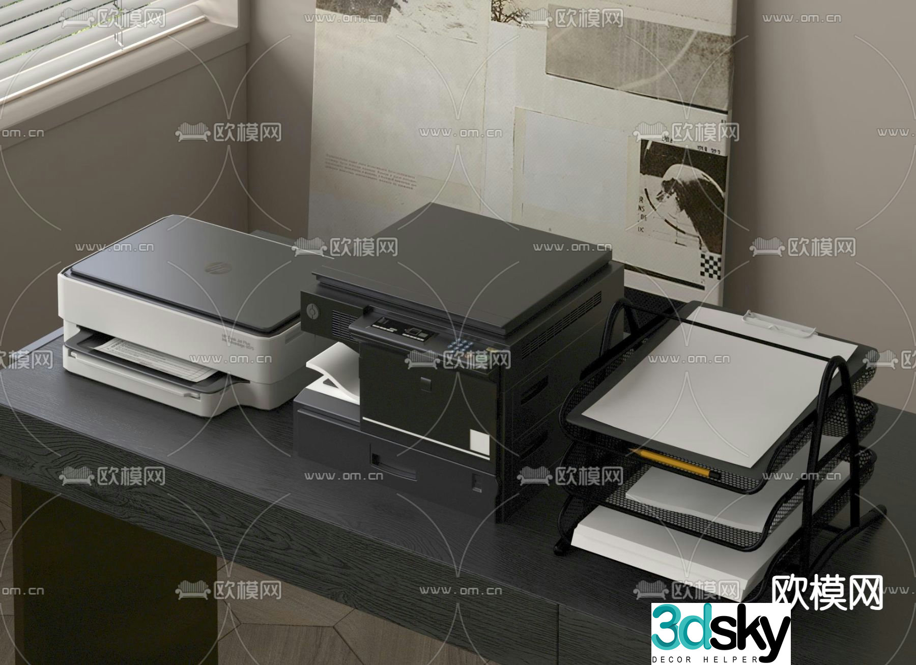 Printer copier fax machine office supplies stationery 3d model
