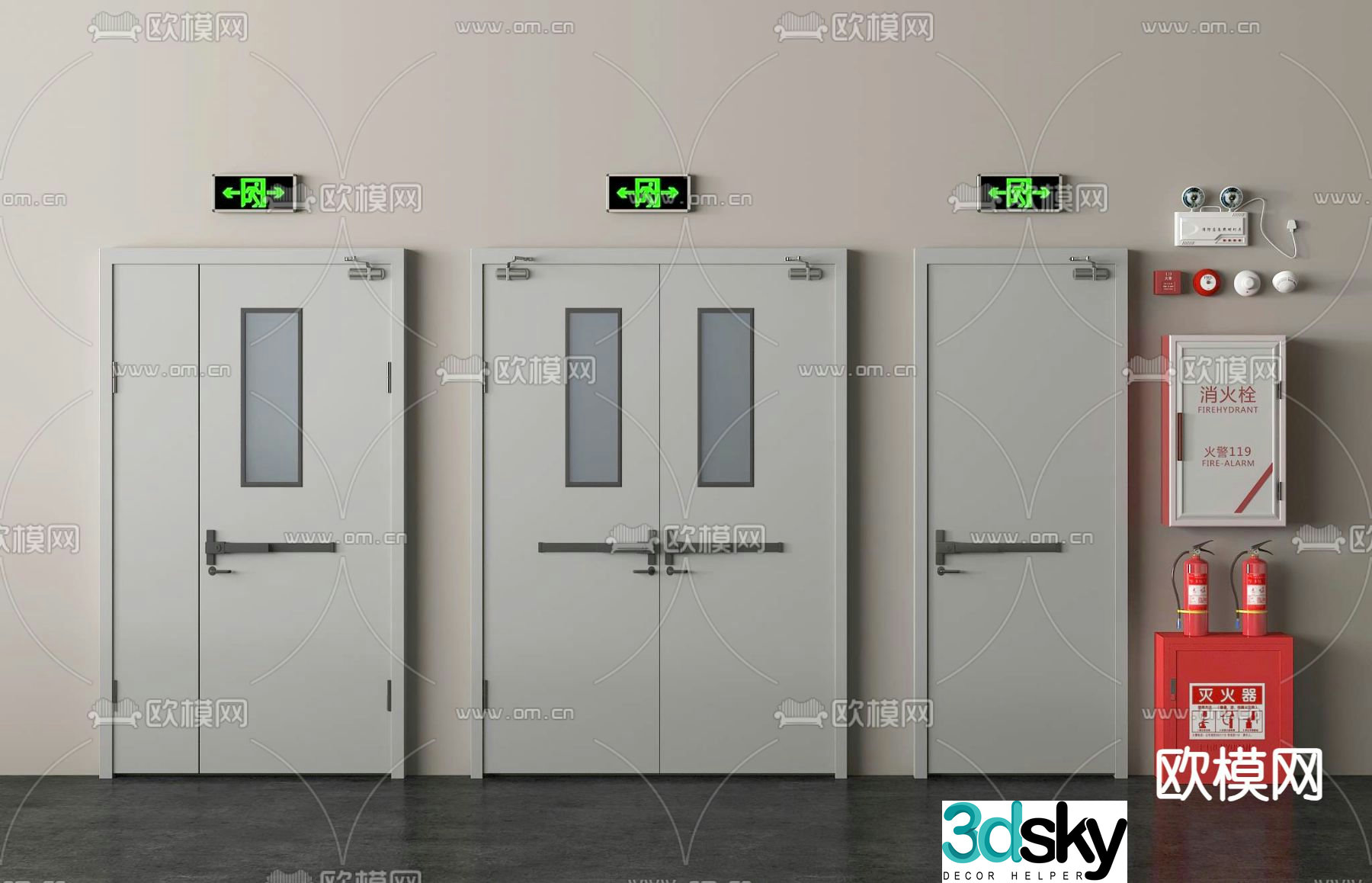 fire door fire door safety door fire hydrant 3d model