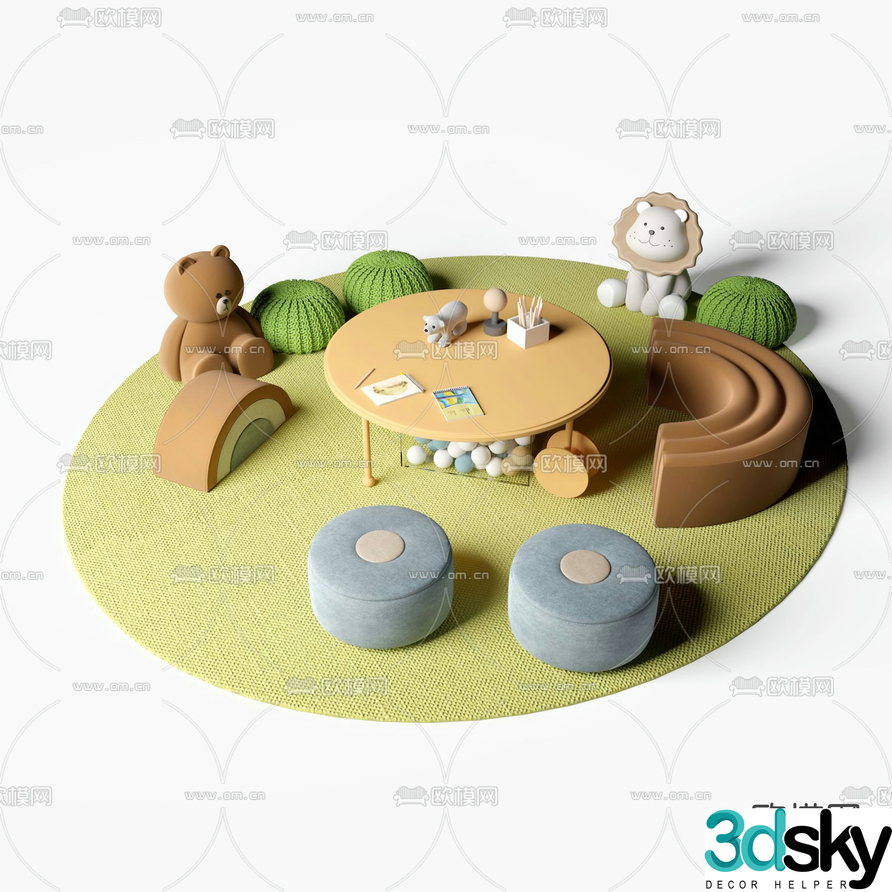 Children’s tables and chairs game tables and chairs 3d model