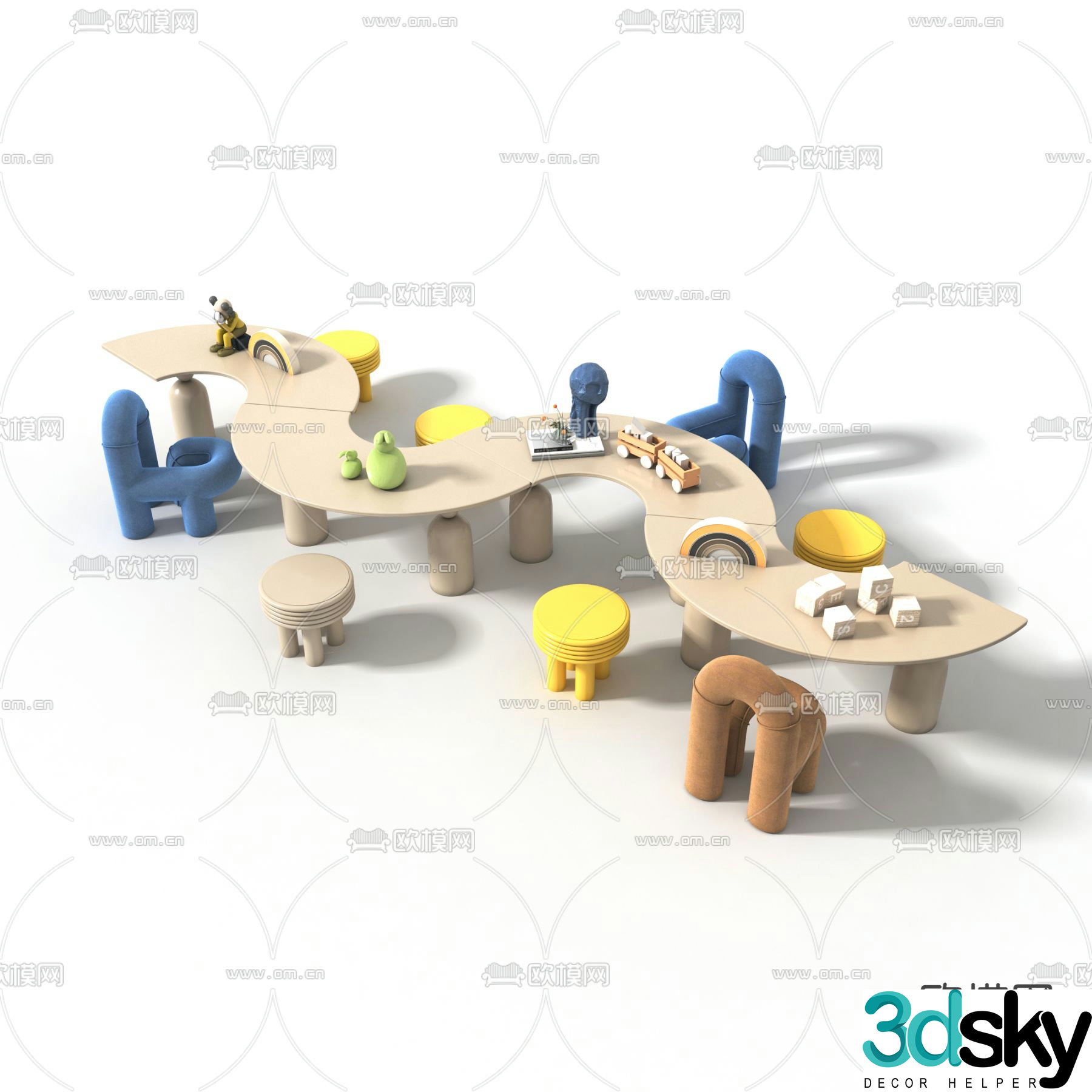 Children’s tables and chairs game tables and chairs 3d model