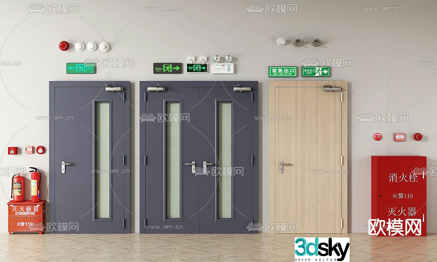 fire door safety door fire door fire hydrant 3d model