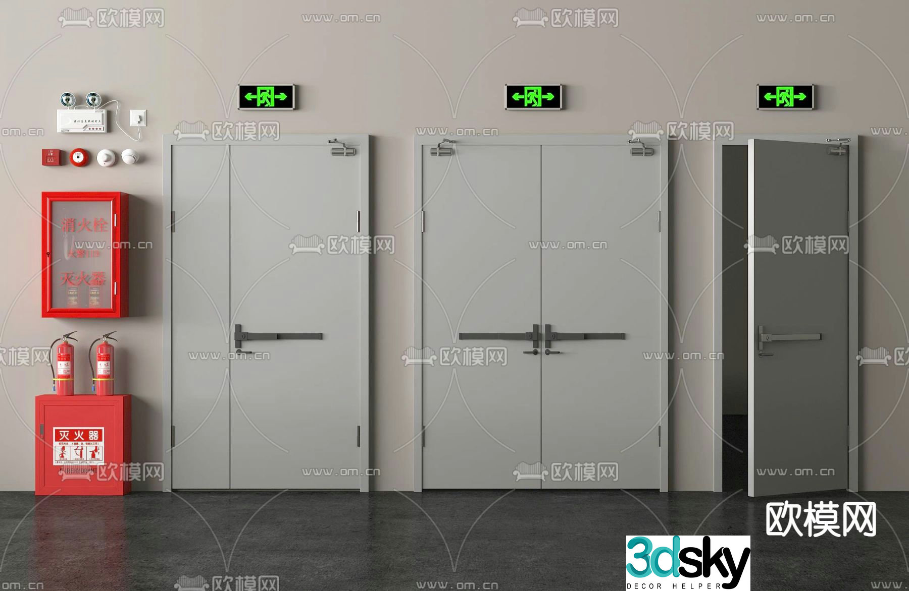 fire door fire door safety door fire hydrant 3d model